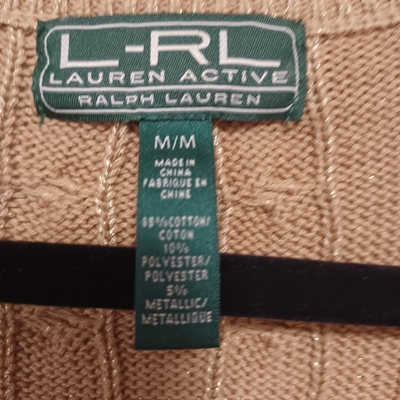 RALPH Lauren Active Metallic Gold Cardigan Sz M/M - Picture 4 of 7